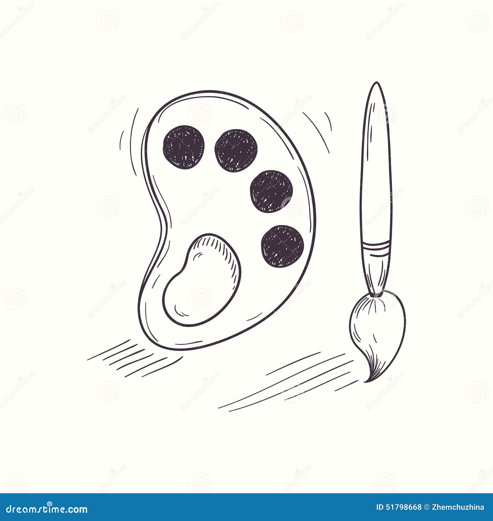 Sketched Paint Brush with Palette Desktop Icon Stock Vector