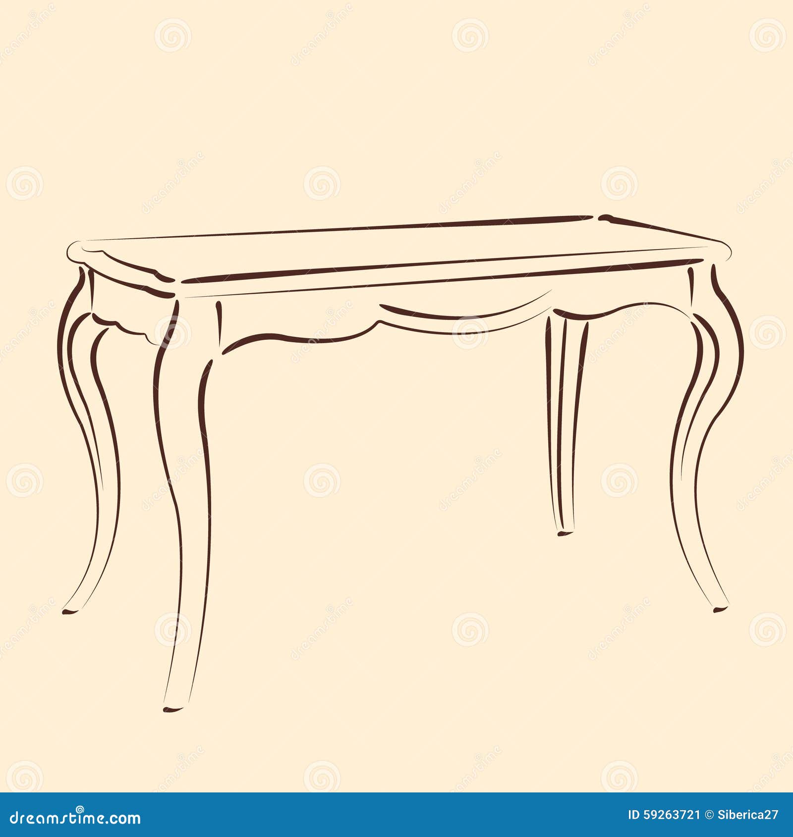 Sketched table. stock vector. Illustration of drawing 59263721