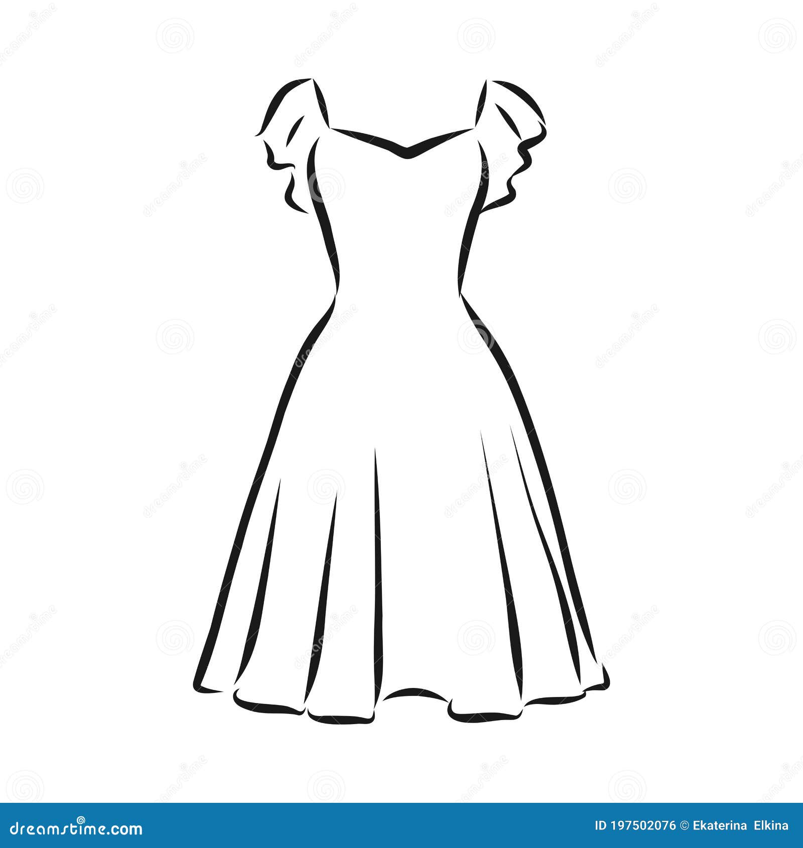 Womens dresses hand drawn black outline drawing Vector Image