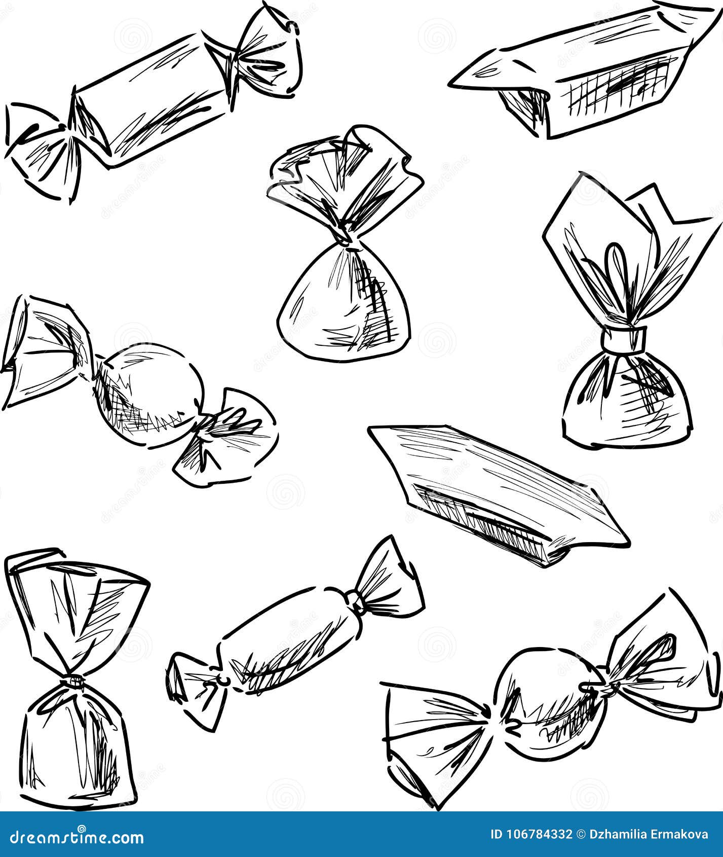 Sketches of the Different Sweets Stock Vector Illustration of