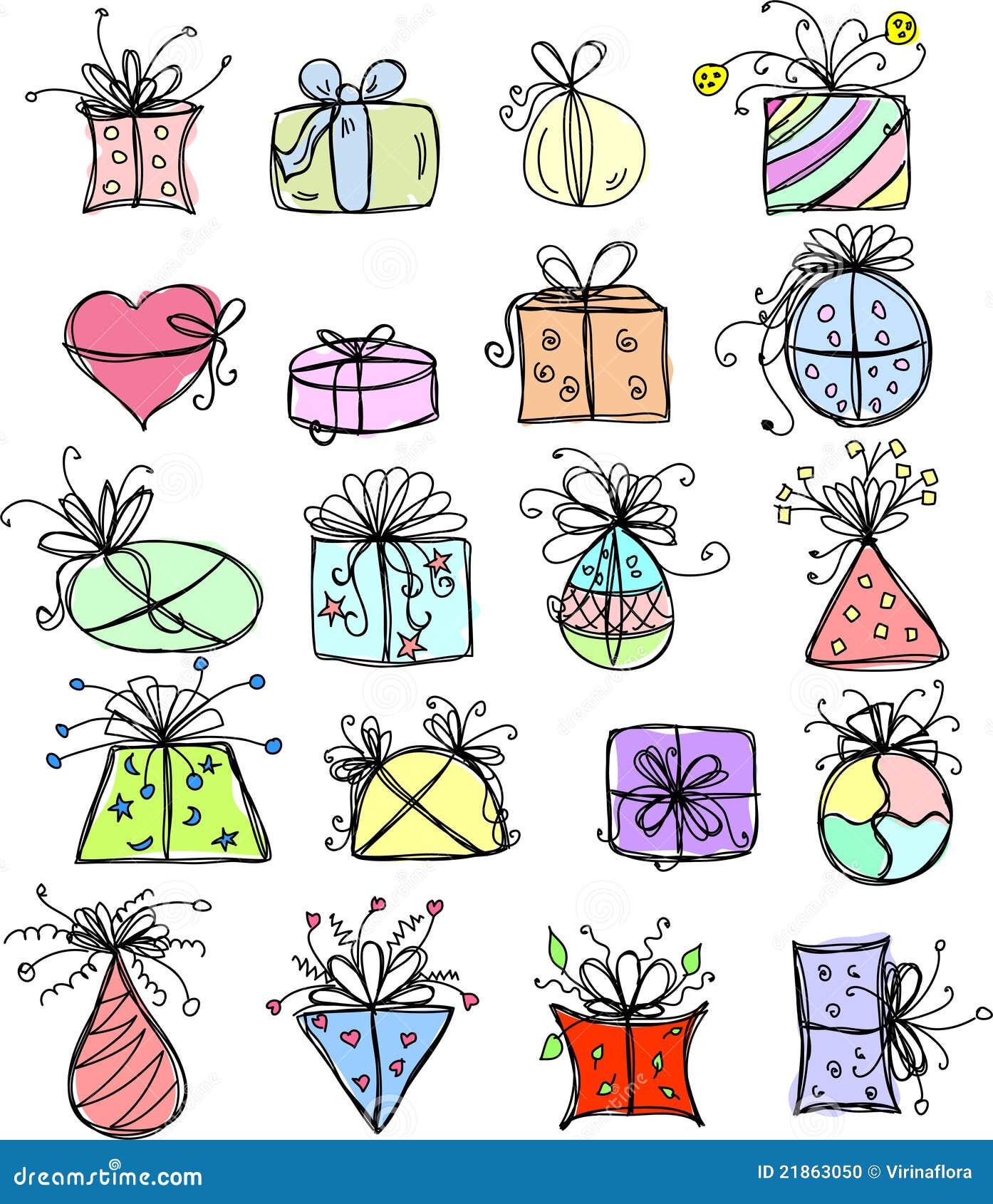 Sketches Gift Packages,vector Stock Vector - Illustration of icons