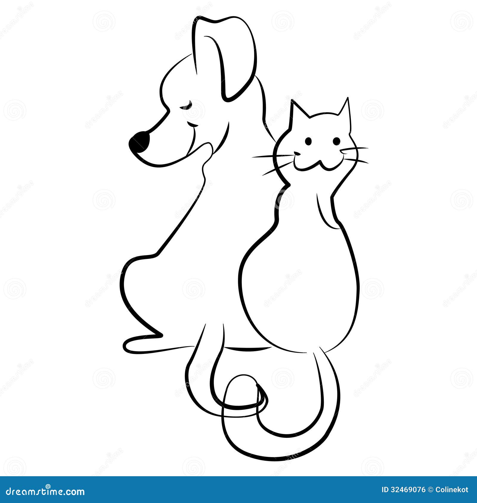dog and cat clipart black and white - photo #25