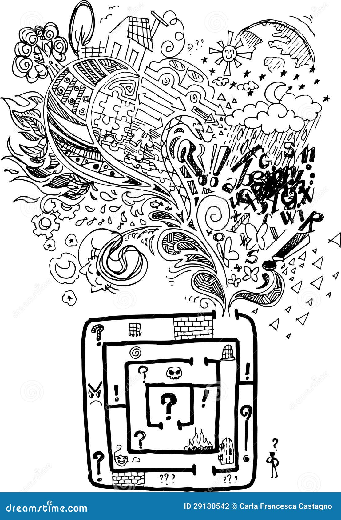 Sketchy Doodle Confused Maze Vector Stock Vector Illustration of