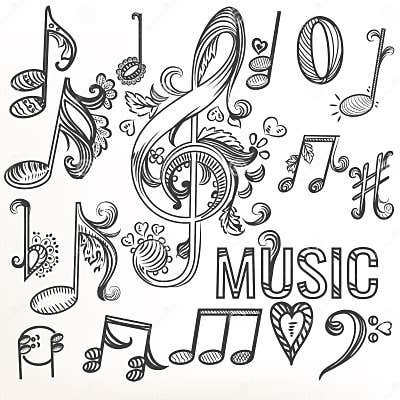 Sketchy Doodle Set Treble Clef and Other Music Symbols Stock Vector ...