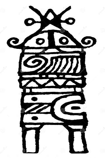 Sketchy Drawing Tribal Totem Stock Illustration - Illustration of