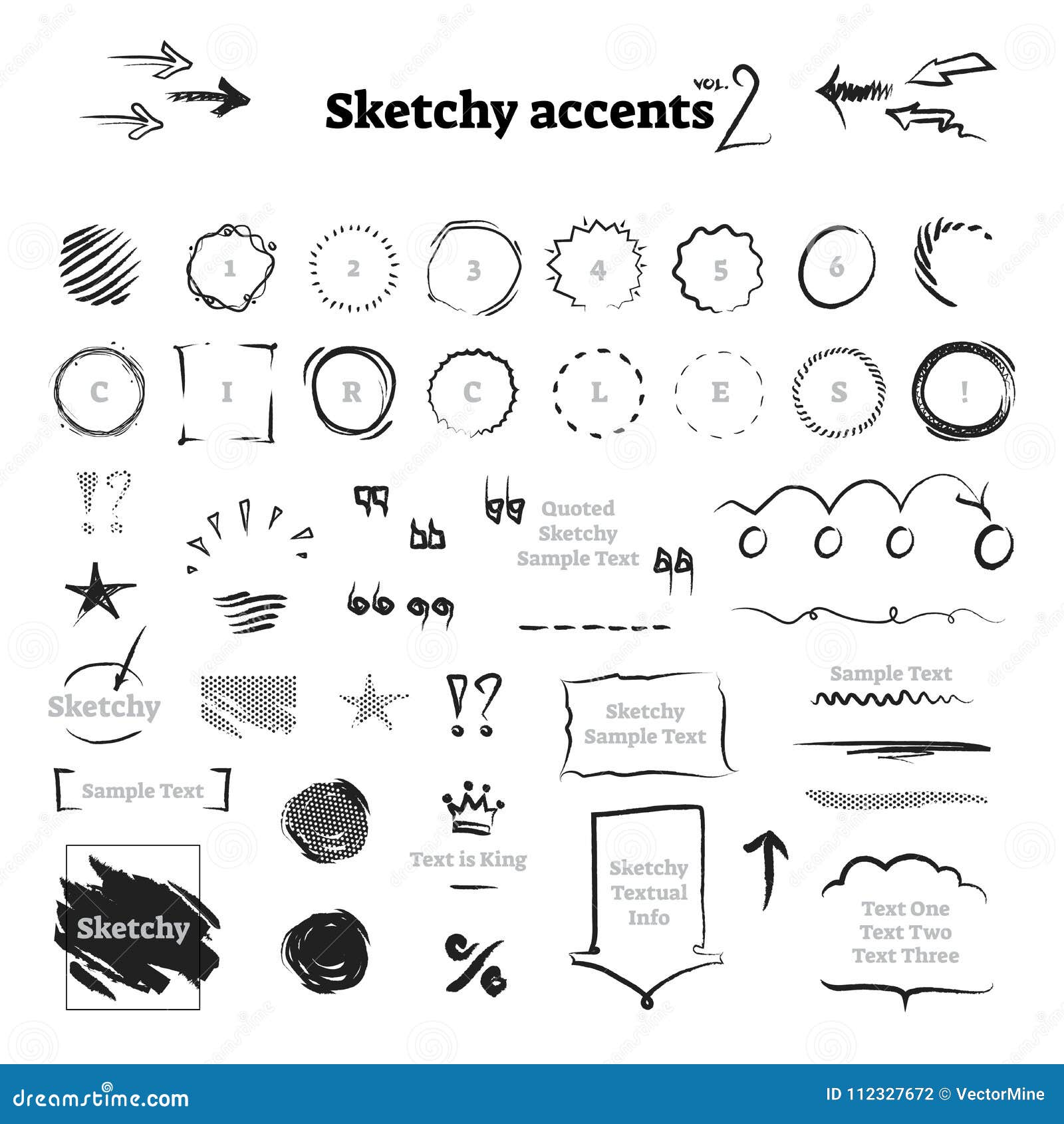 sketchy hand drawn ink scribble graphic  s collection - backgrounds, frames, circles, arrows and underlines.