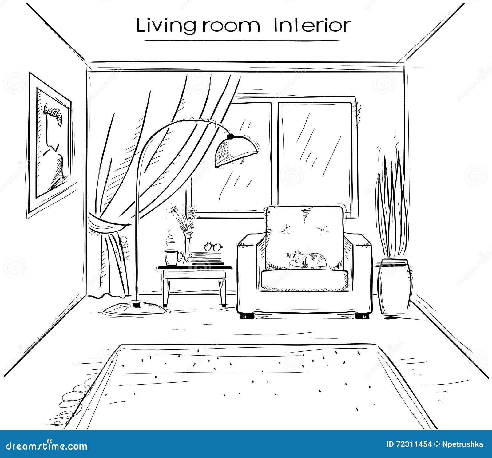 living room clipart black and white - photo #45