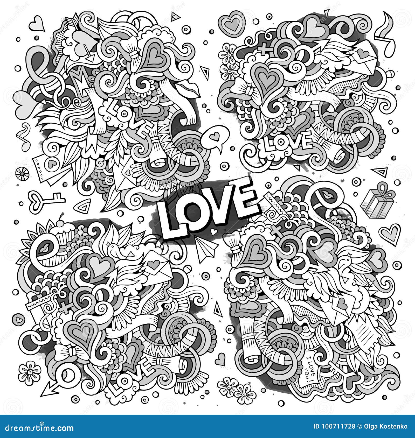 Sketchy Vector Doodles Cartoon Set Of Love Designs Stock Vector