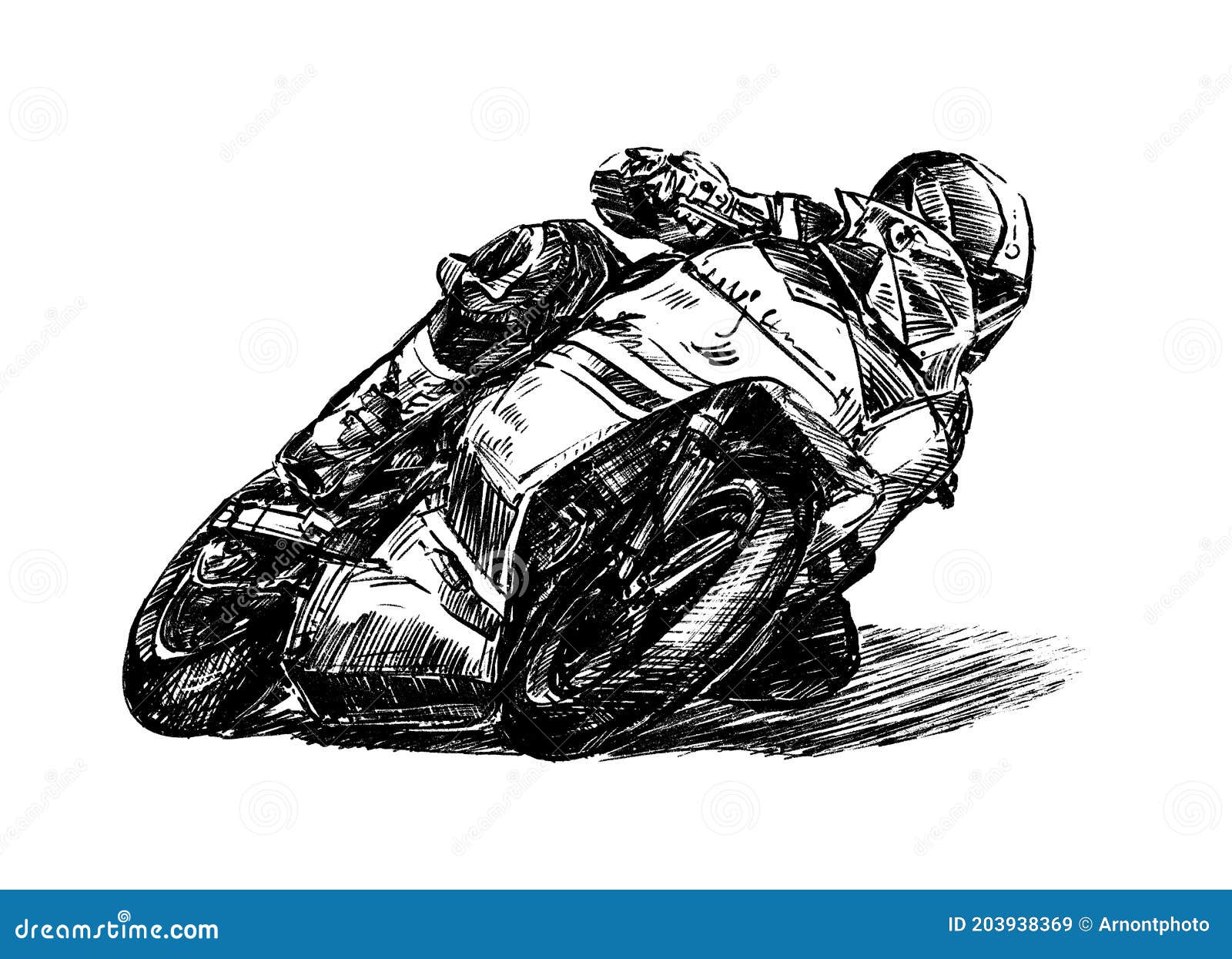 sketck of motorcycle racing hand draw