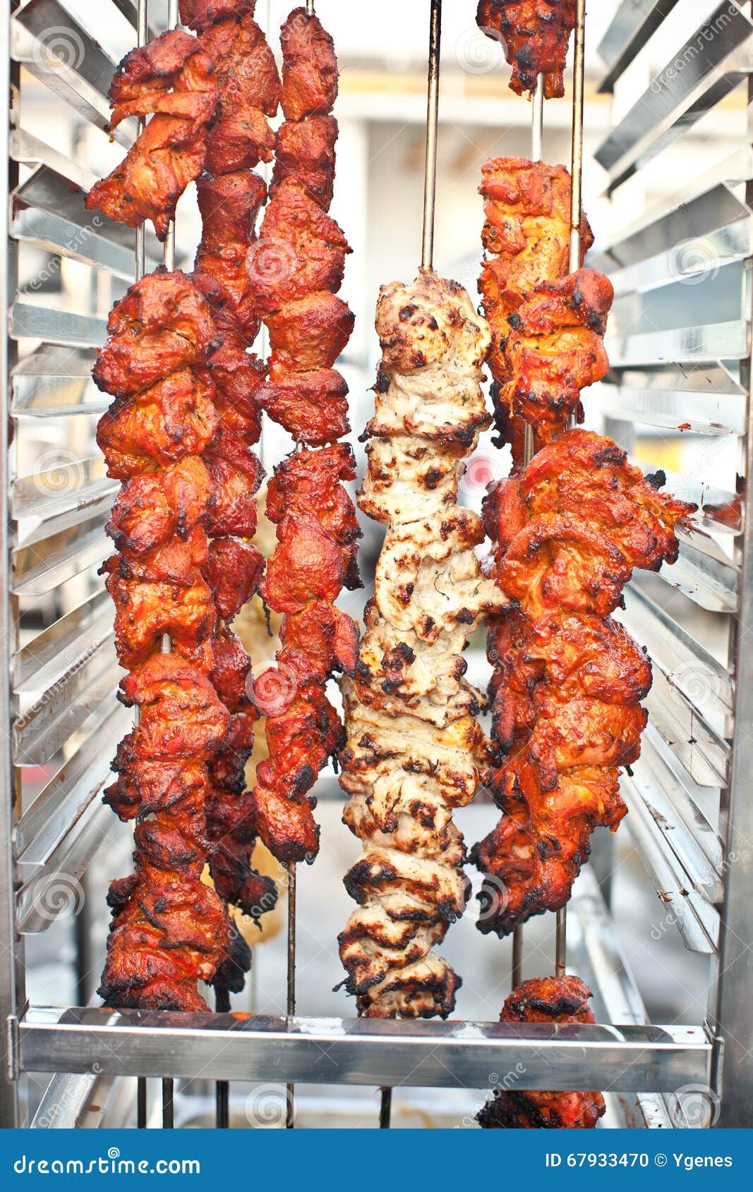 Skewered and Grilled Meat, Kebab Stock Photo - Image of banana, buffet:  67933470