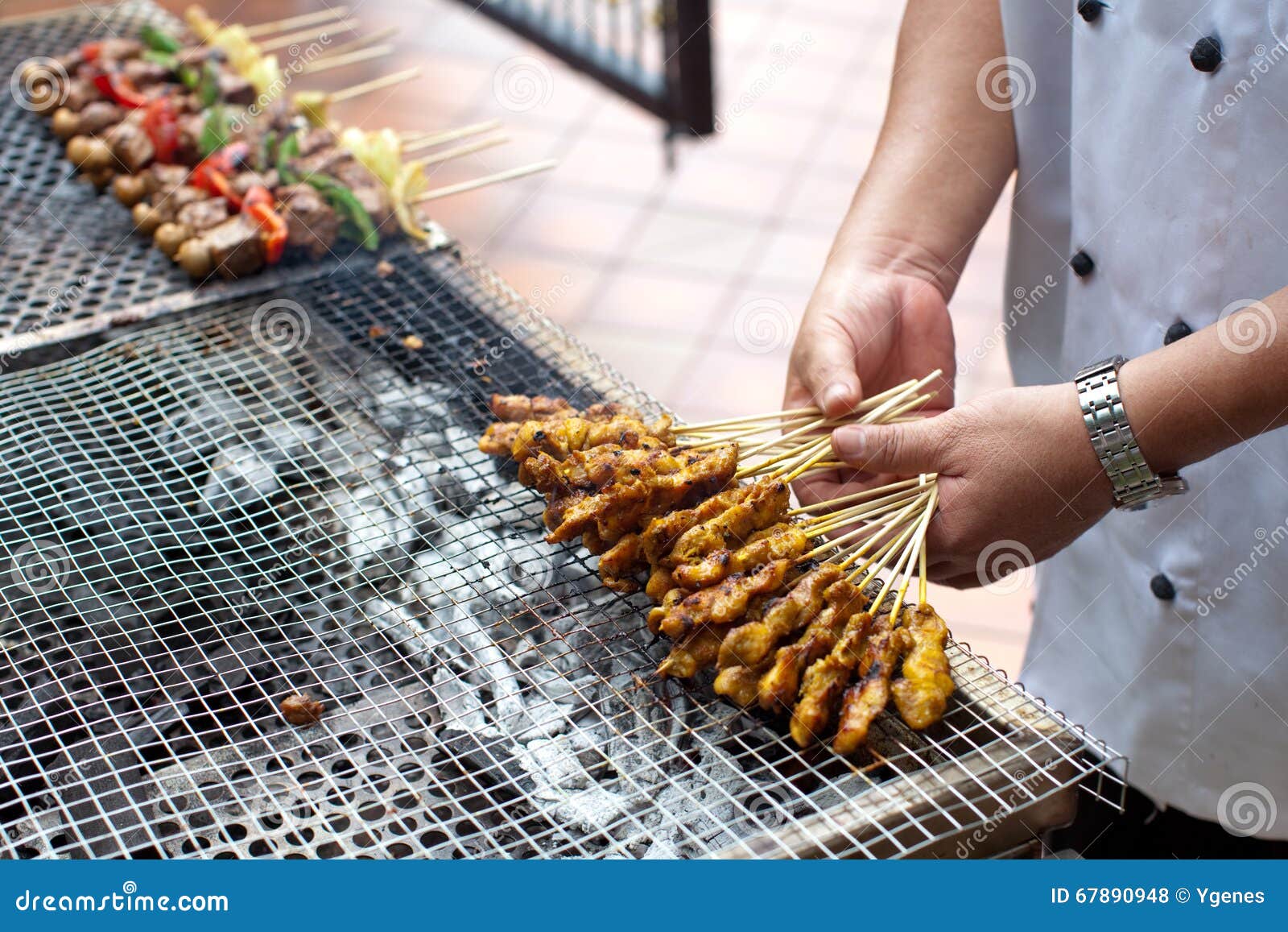 Skewered and Grilled Meat, Kebab Stock Photo - Image of banana, buffet:  67933470