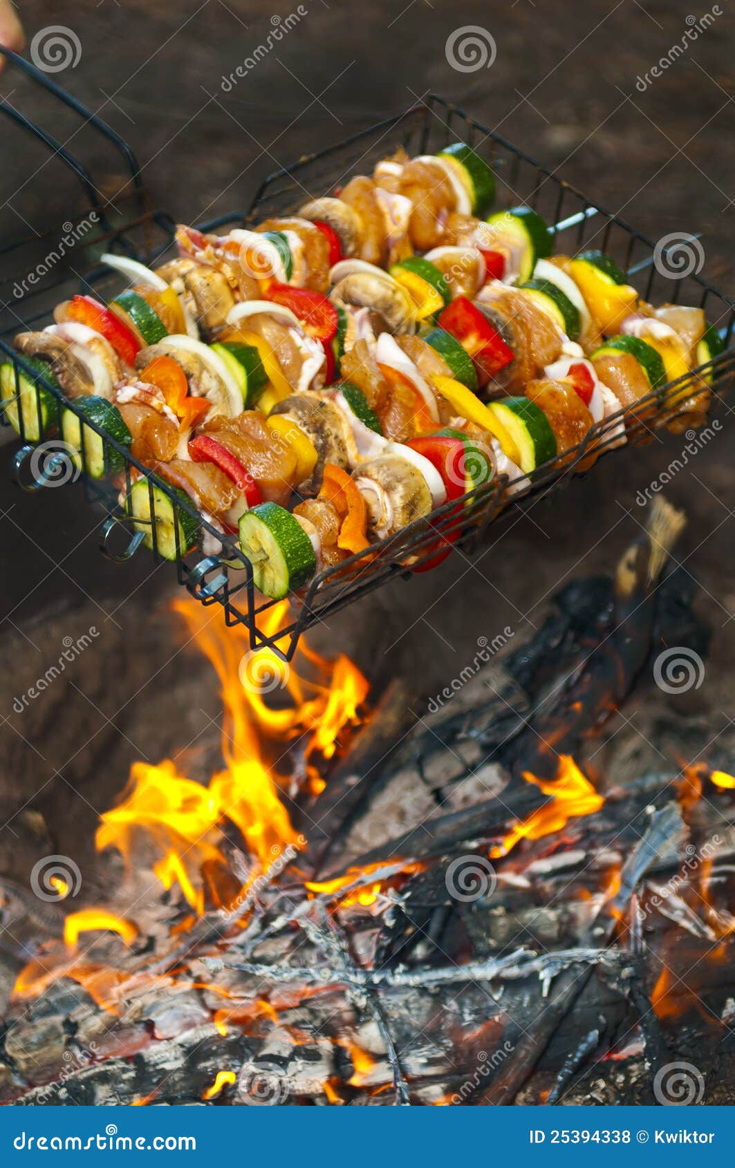 Skewers over open fire stock photo. Image of stick, meat 25394338