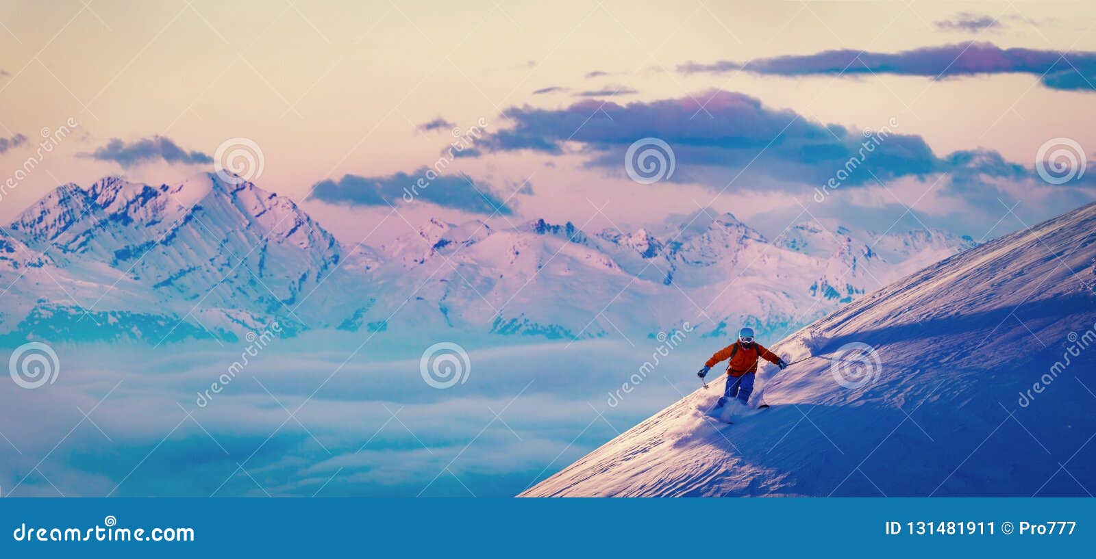 ski with amazing view of swiss famous mountains in beautiful winter snow mt fort. the skituring, backcountry skiing in fresh