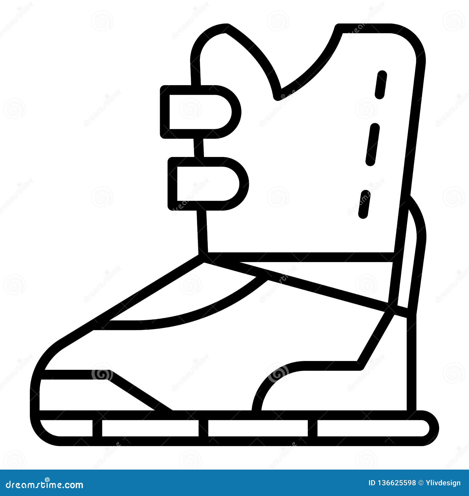 Ski Boot Icon, Outline Style Stock Vector Illustration of alps