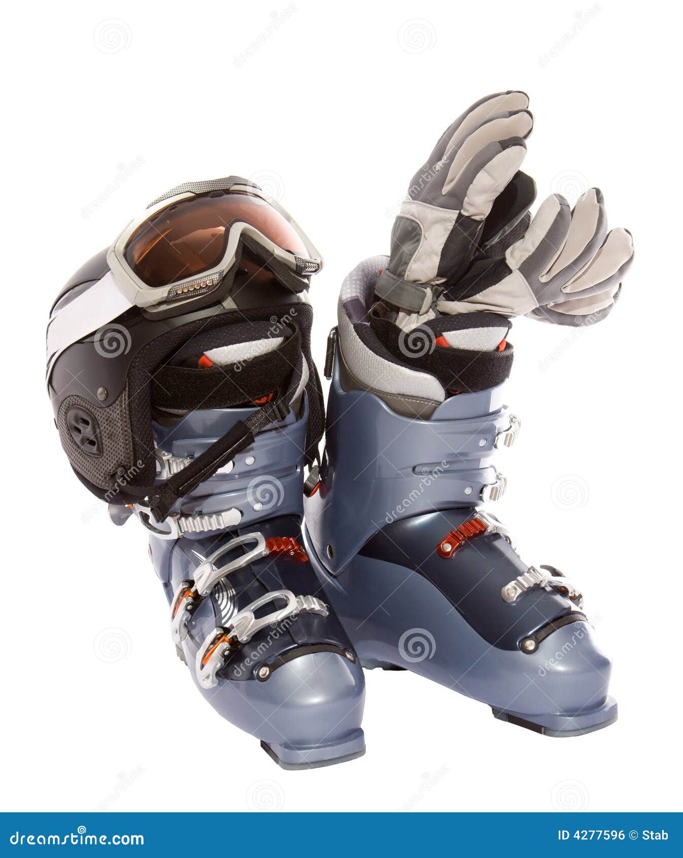 Ski Boot's Helmet Glove And Mask Goggles Stock Photo Image of