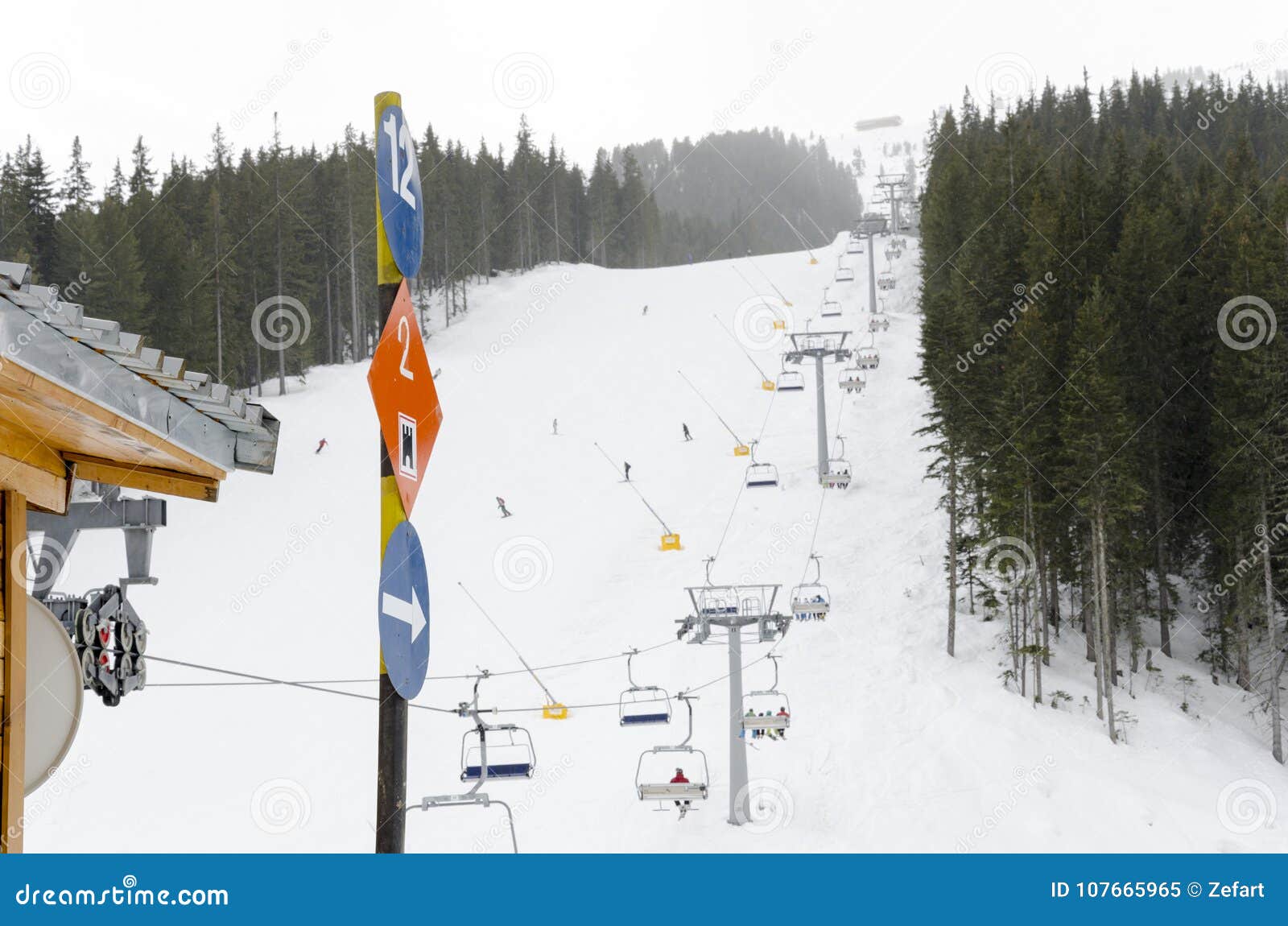 Ski Direction and Notices at Slope in the Famous Ski Resort in Bansko ...