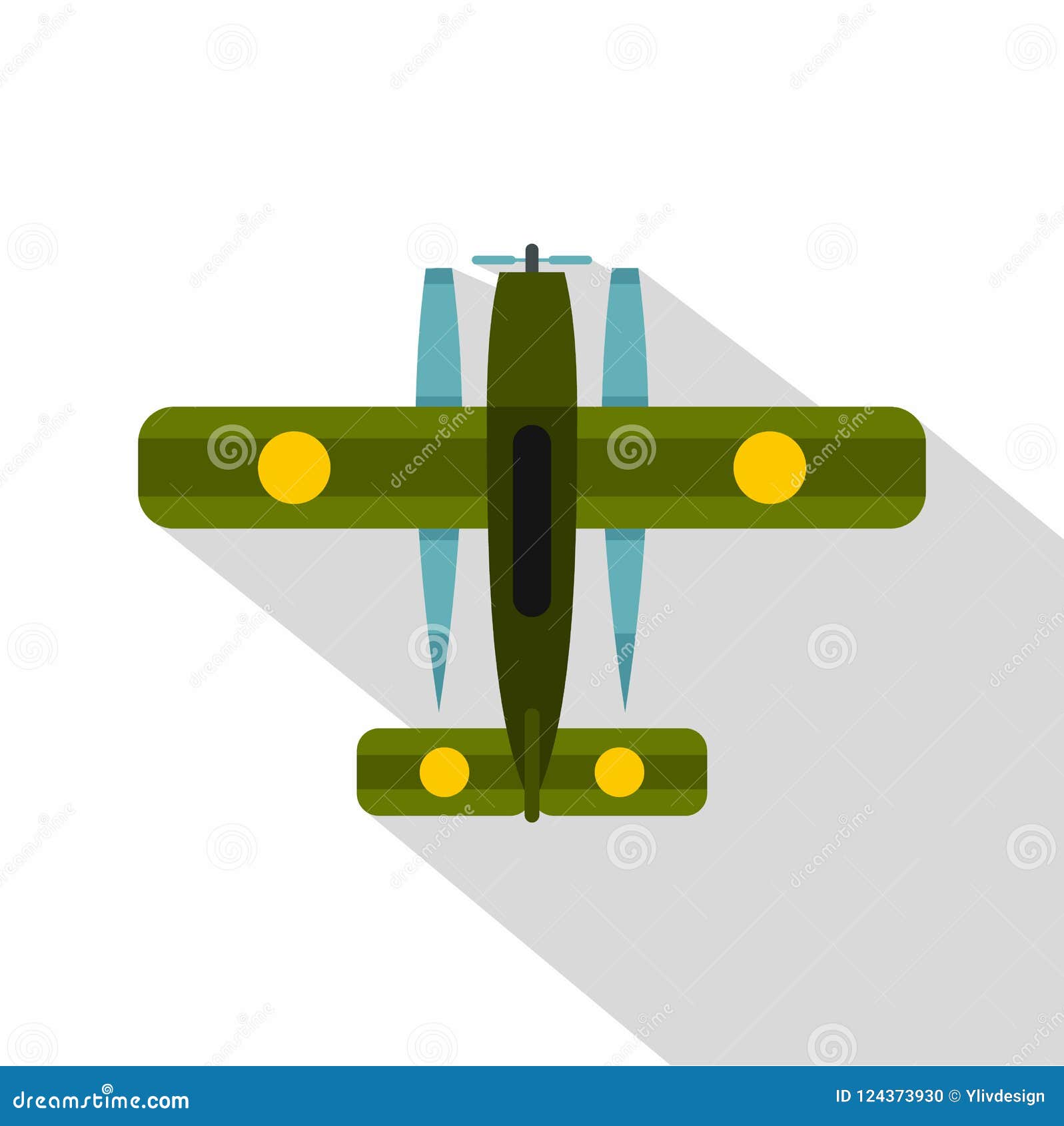 Ski Equipped Airplane Icon, Flat Style Stock Illustration ...