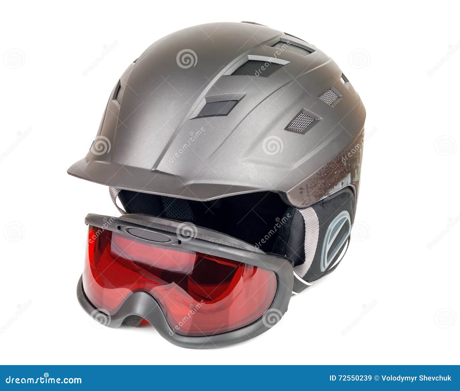 Ski helmet and goggles stock image. Image of smiling 72550239