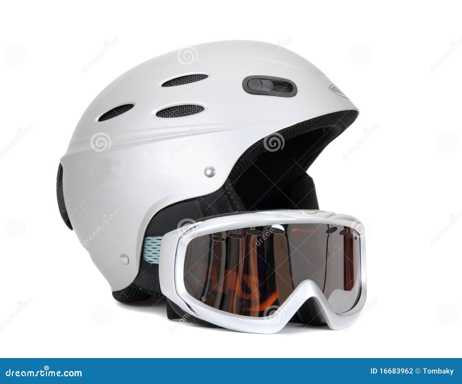 Ski helmet and ski goggles stock photo. Image of background 16683962
