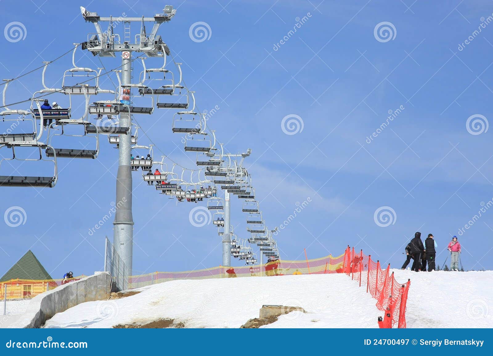 Ski Lift and Skiing Slope in Bukovel, Ukraine Editorial Photography
