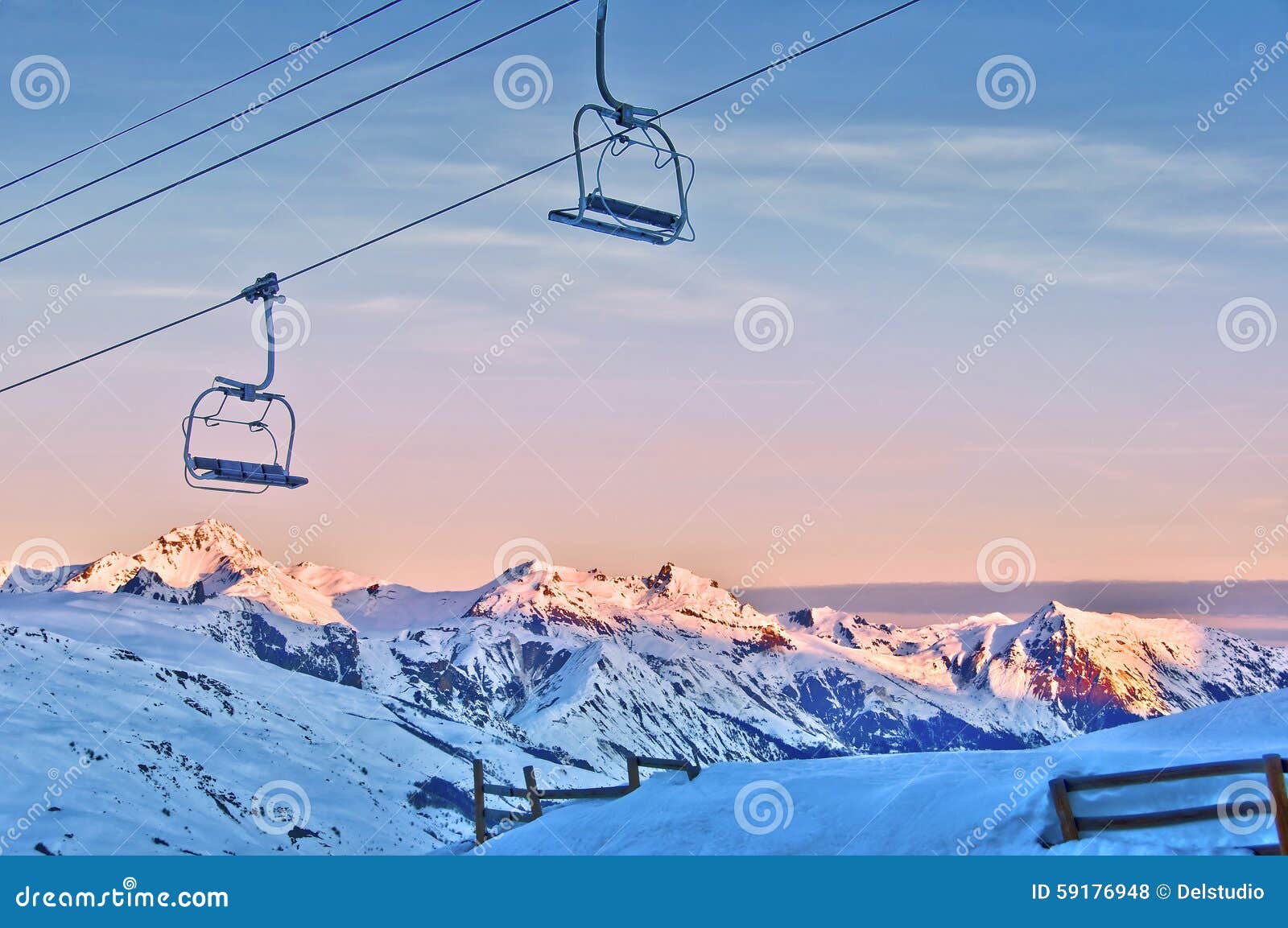 Ski Lift and Snowy Mountains Stock Photo Image of covered, vacation