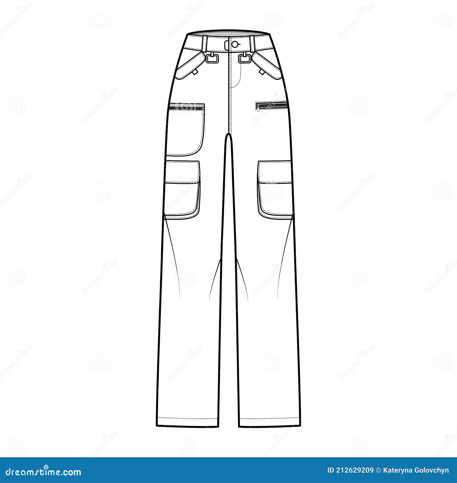 Ski Pants Technical Fashion Illustration with Low Waist, High Rise ...