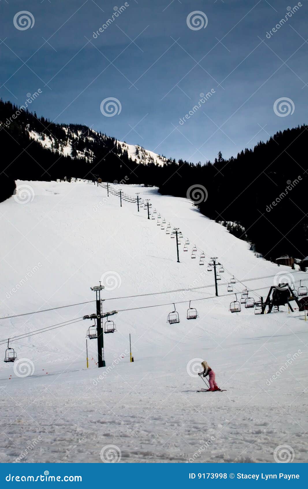 ski resort beginner hill with girl