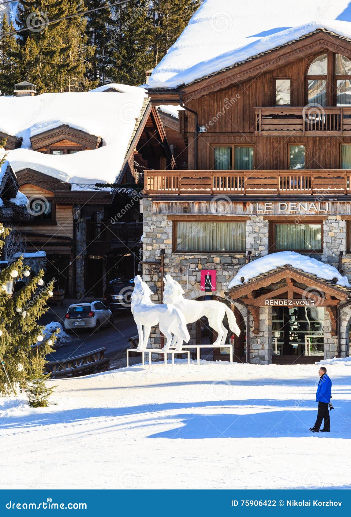 Ski Resort Courchevel 1850 M in Wintertime. Le Denali Hotel