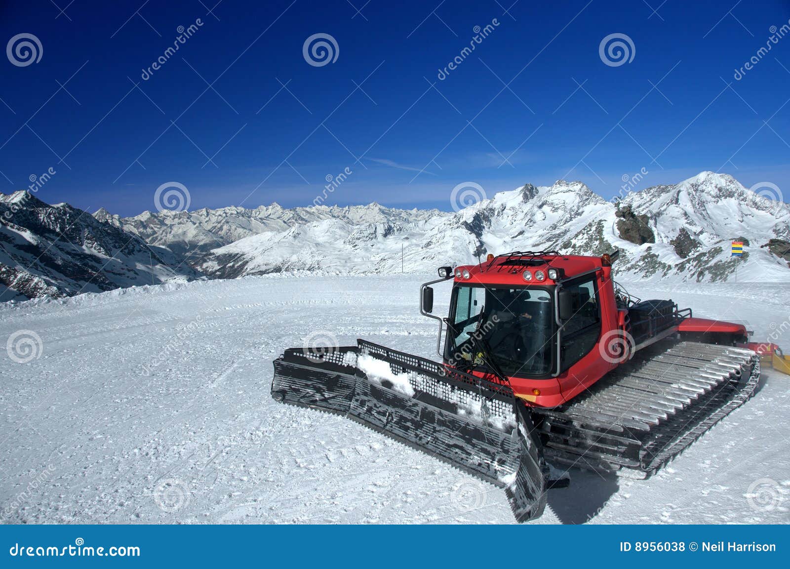Ski Run Plough On A Glacier Stock Photo Image of freeze, powerful