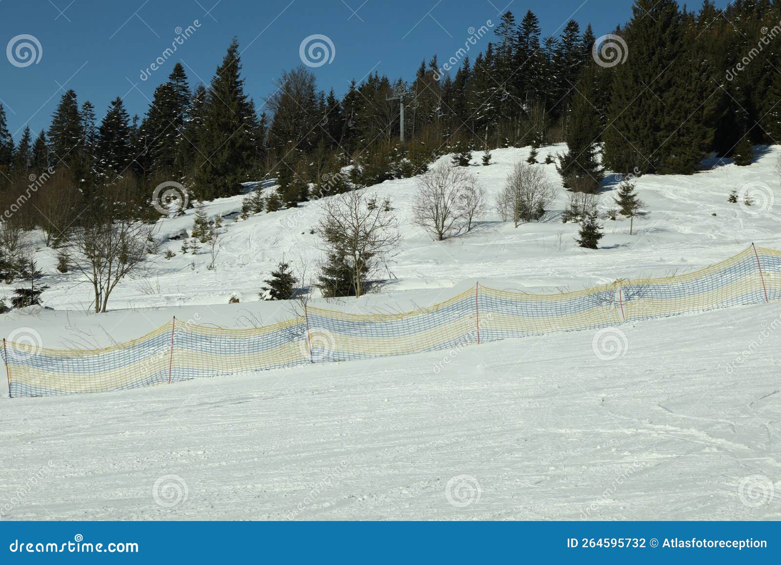 Ski Slope in Sunny Day in Ski Resort Stock Photo Image of landscape