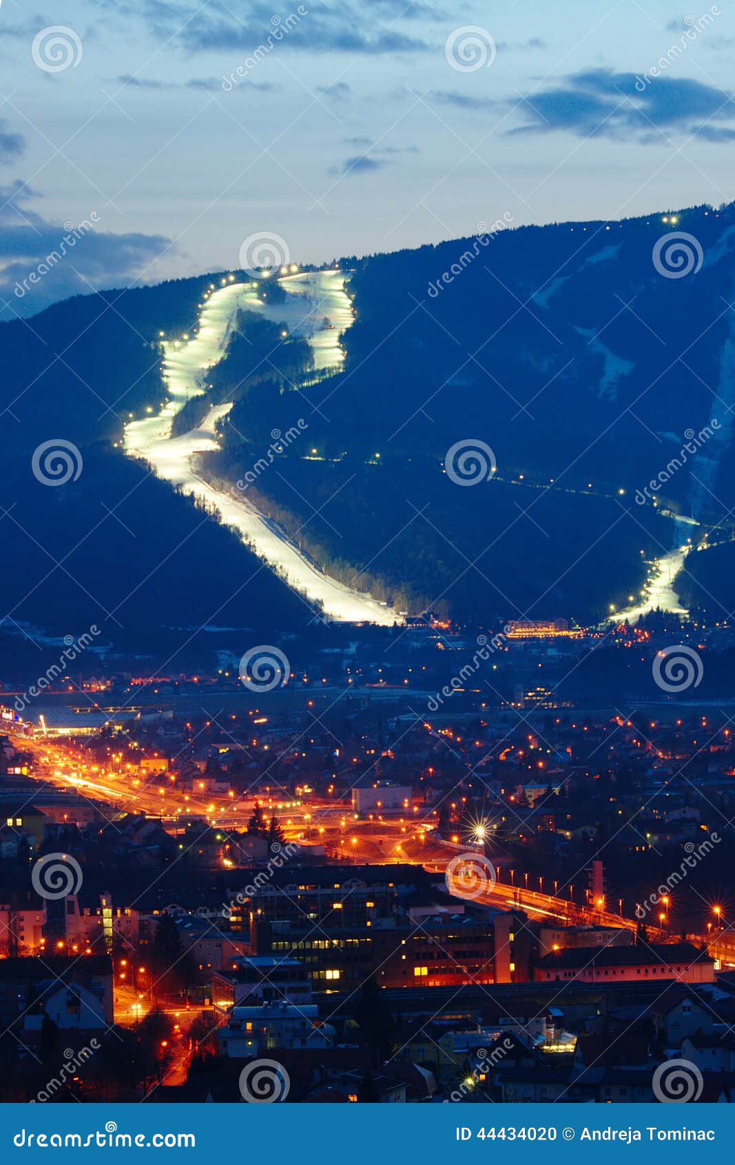 ski slopes above city