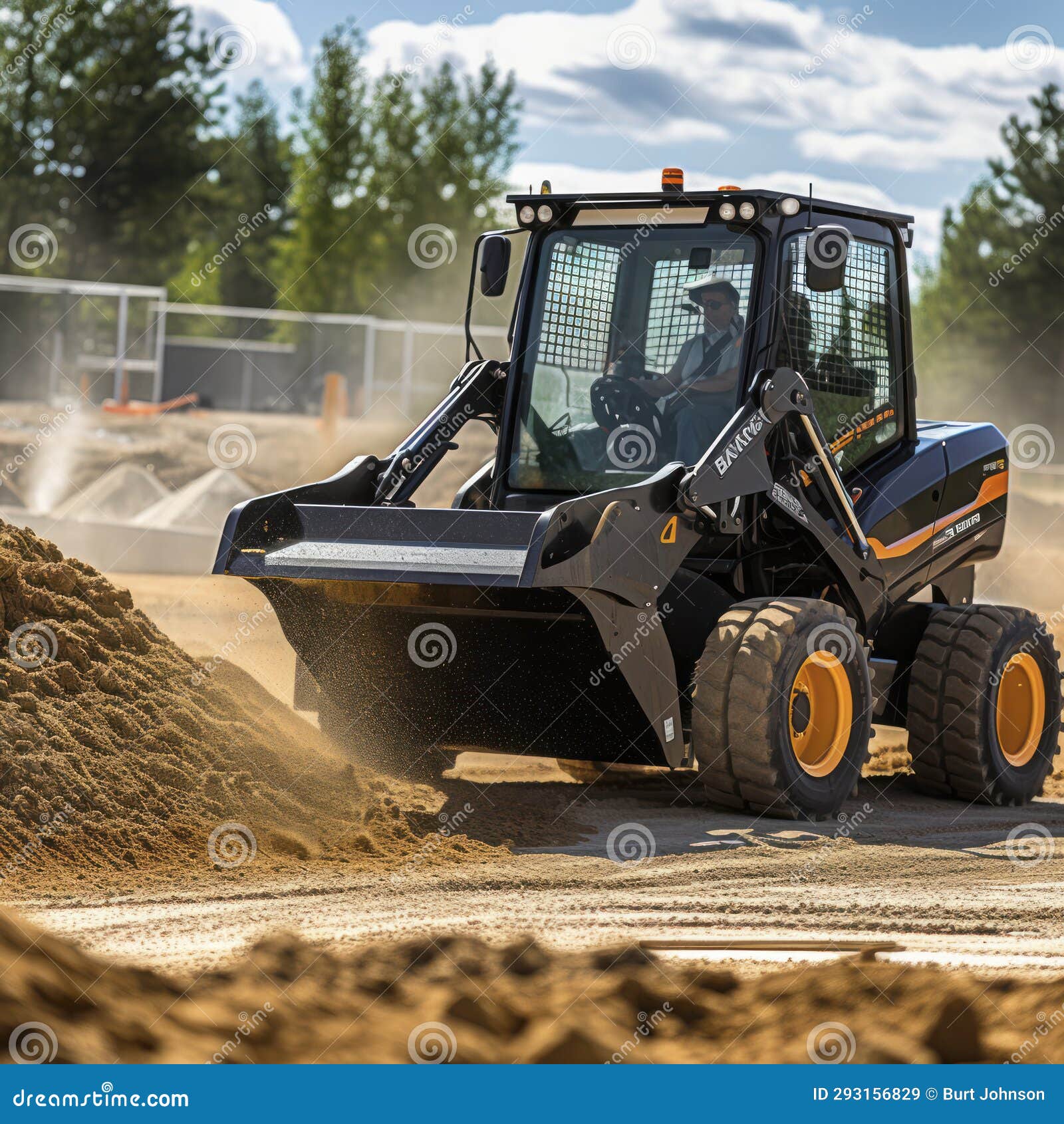 Skid Steer with Scoop Shovel Moving Earth Stock Image Image of
