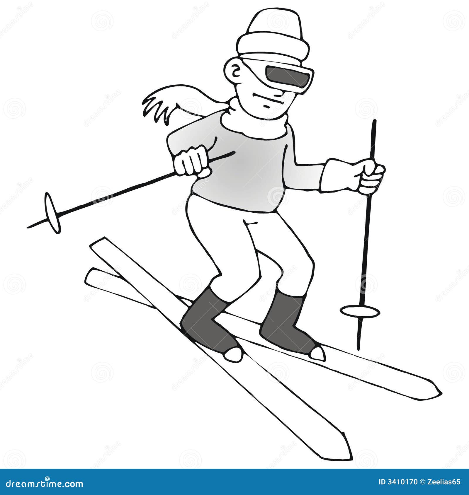 Skier stock vector. Illustration of vector, white, skier - 3410170