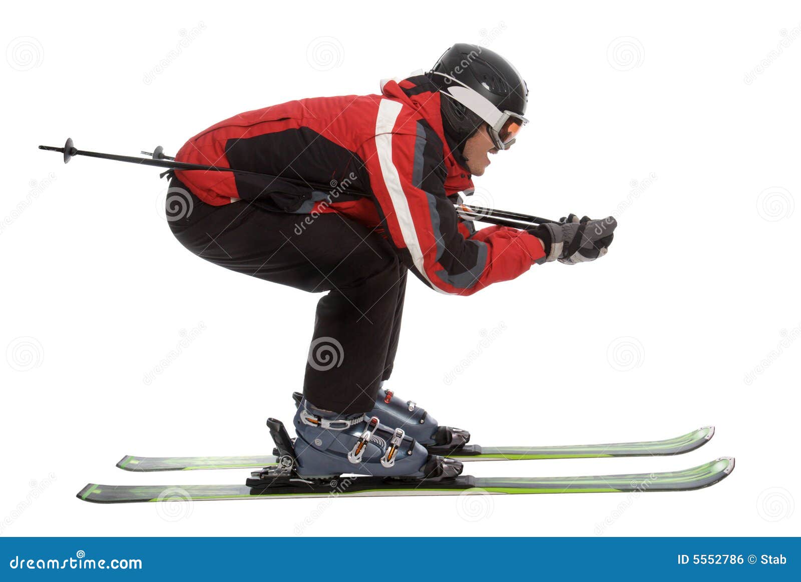 skier man in aerodynamic pose