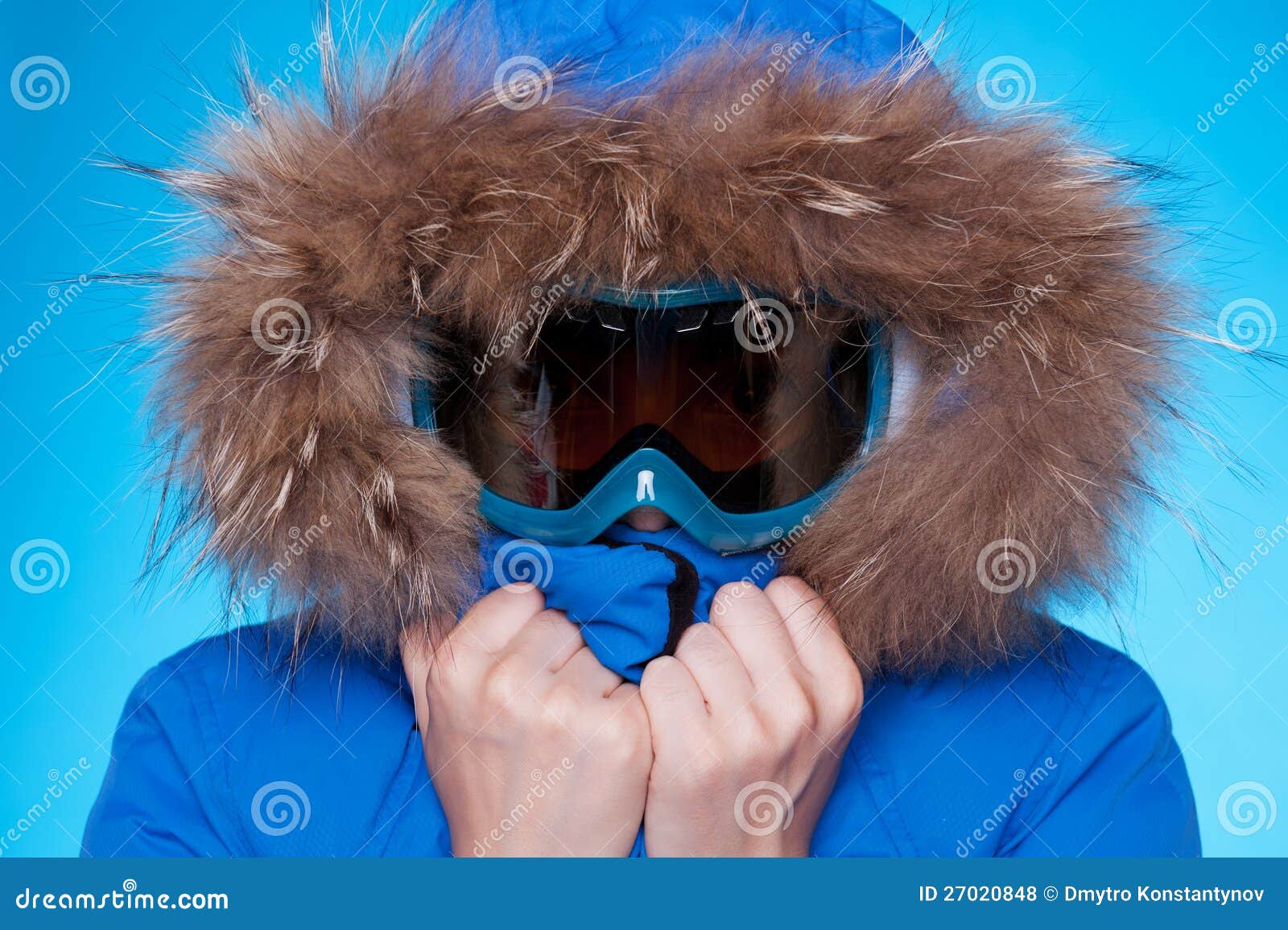 Skier in Winter Coat and Mask Feeling Cold Stock Photo Image of