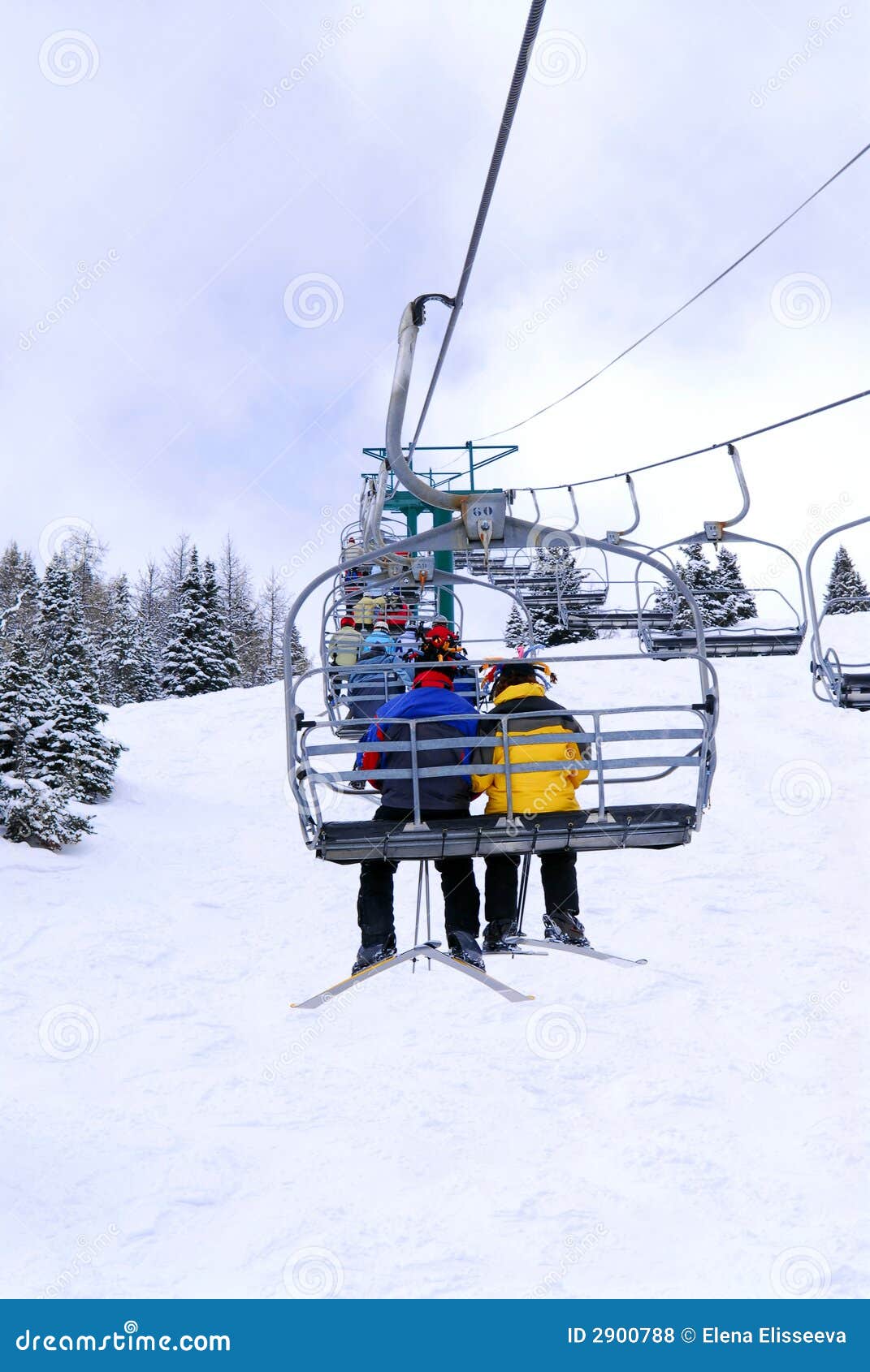 Skiers on chairlift stock photo. Image of high, downhill 2900788