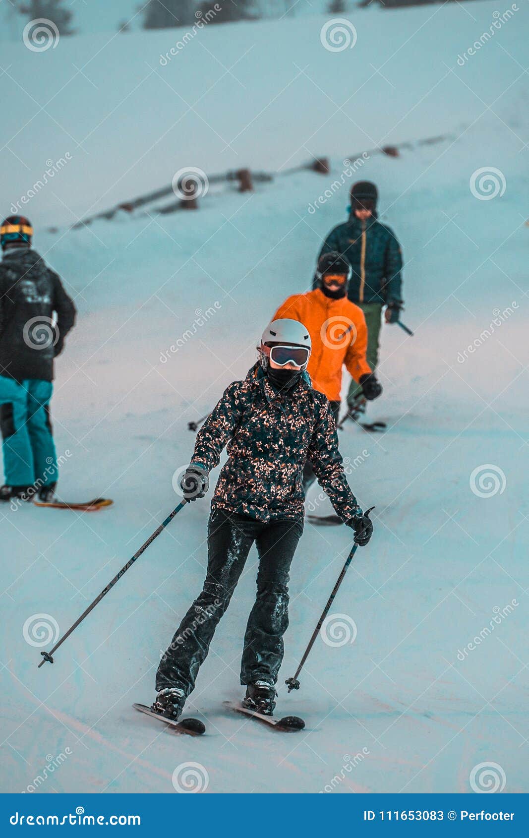 My friend skis