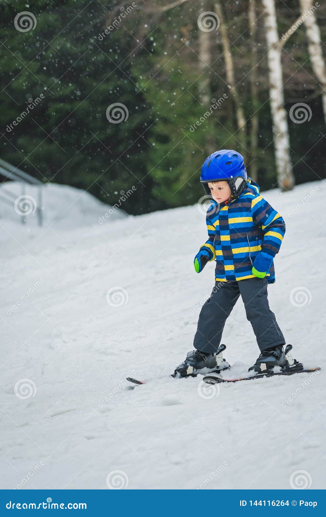 Skiing for the first time stock photo. Image of nature 144116264