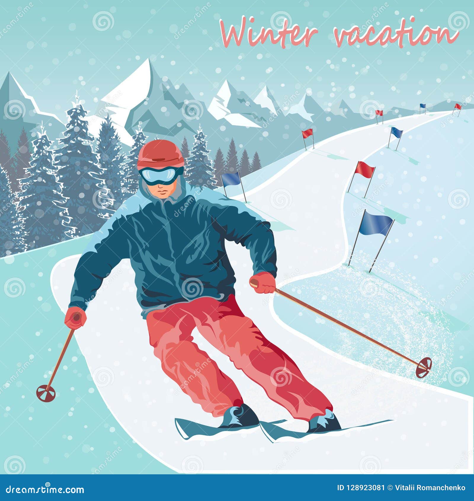 Winter Sports. Skiing. Alpine Skiing Trail. Active Leisure and Sports ...