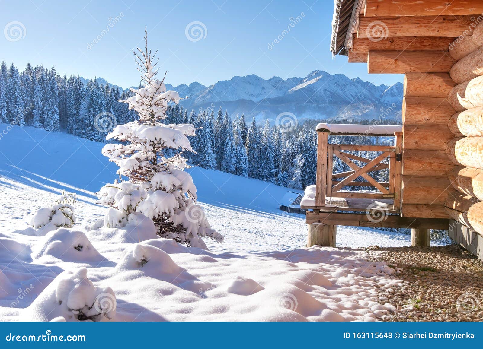 Skiing Resort In Snowy Mountains On Clear Sunny Day. Winter Nature 