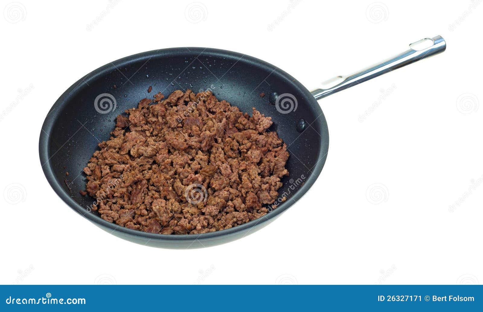 skillet with cooked ground beef