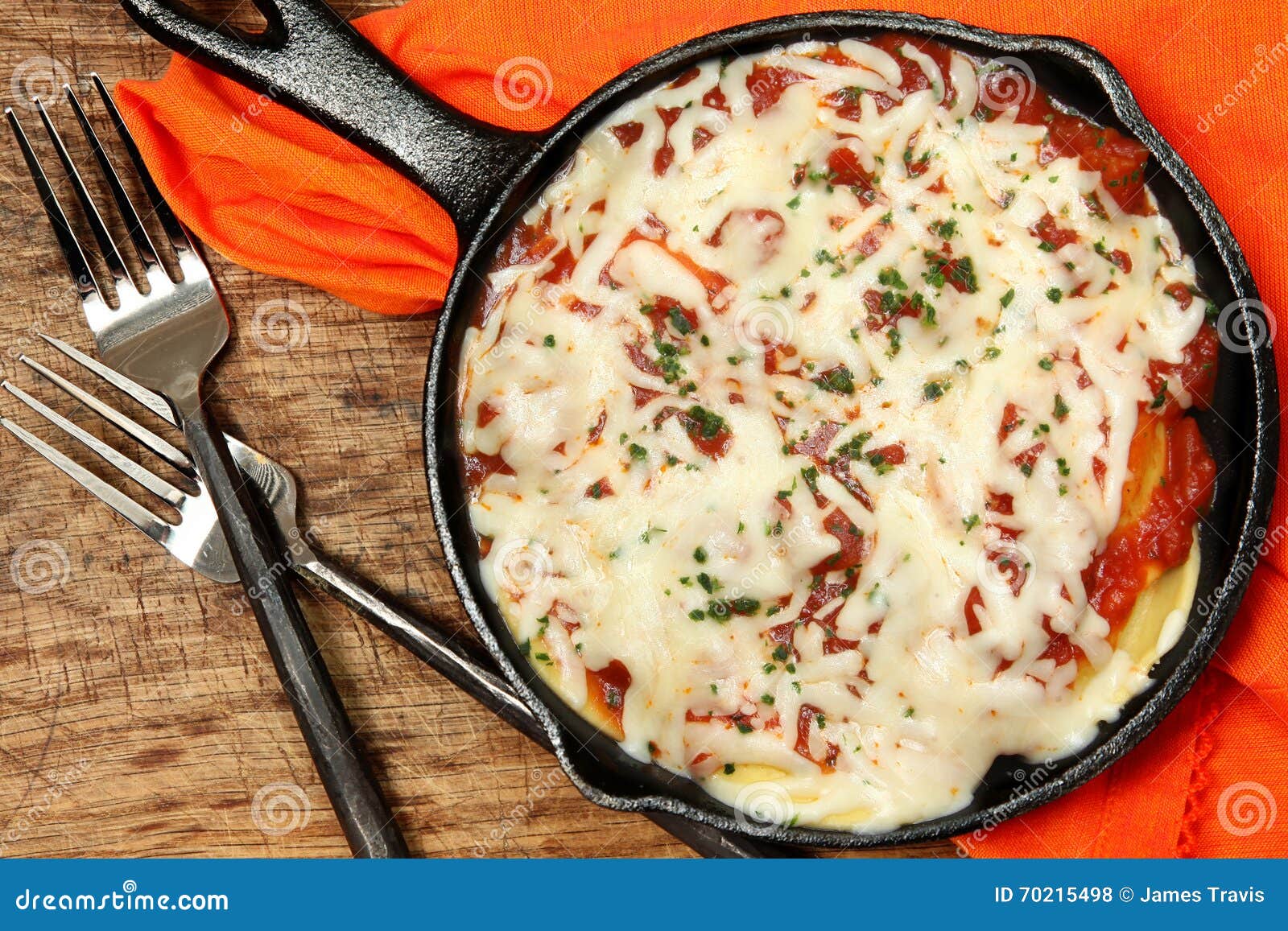 Skillet Ravioli at Table stock photo. Image of home, color 70215498