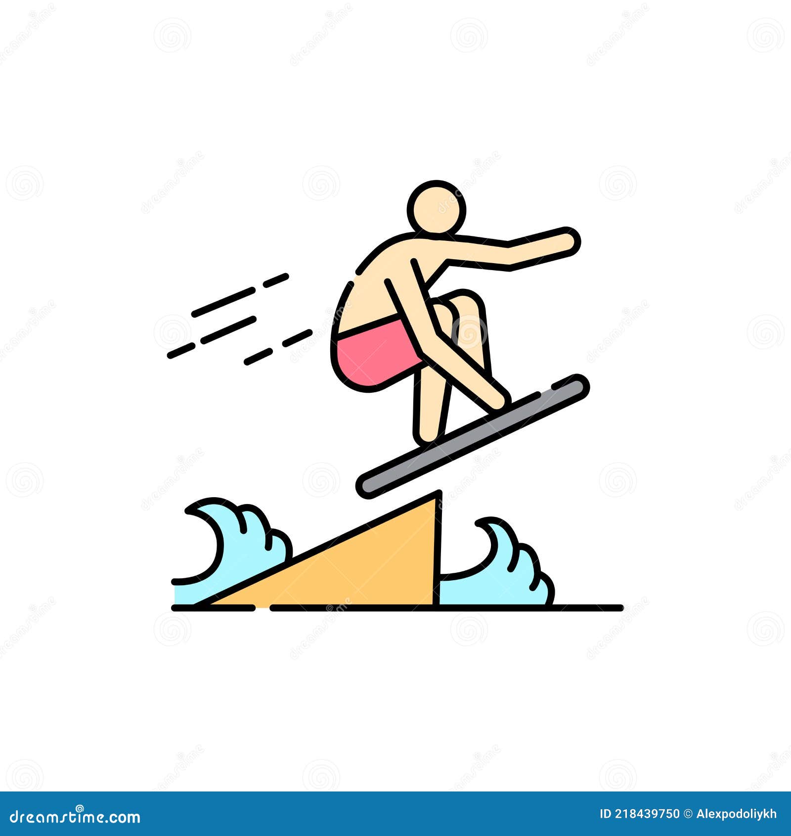 skimboarding line icon.   .