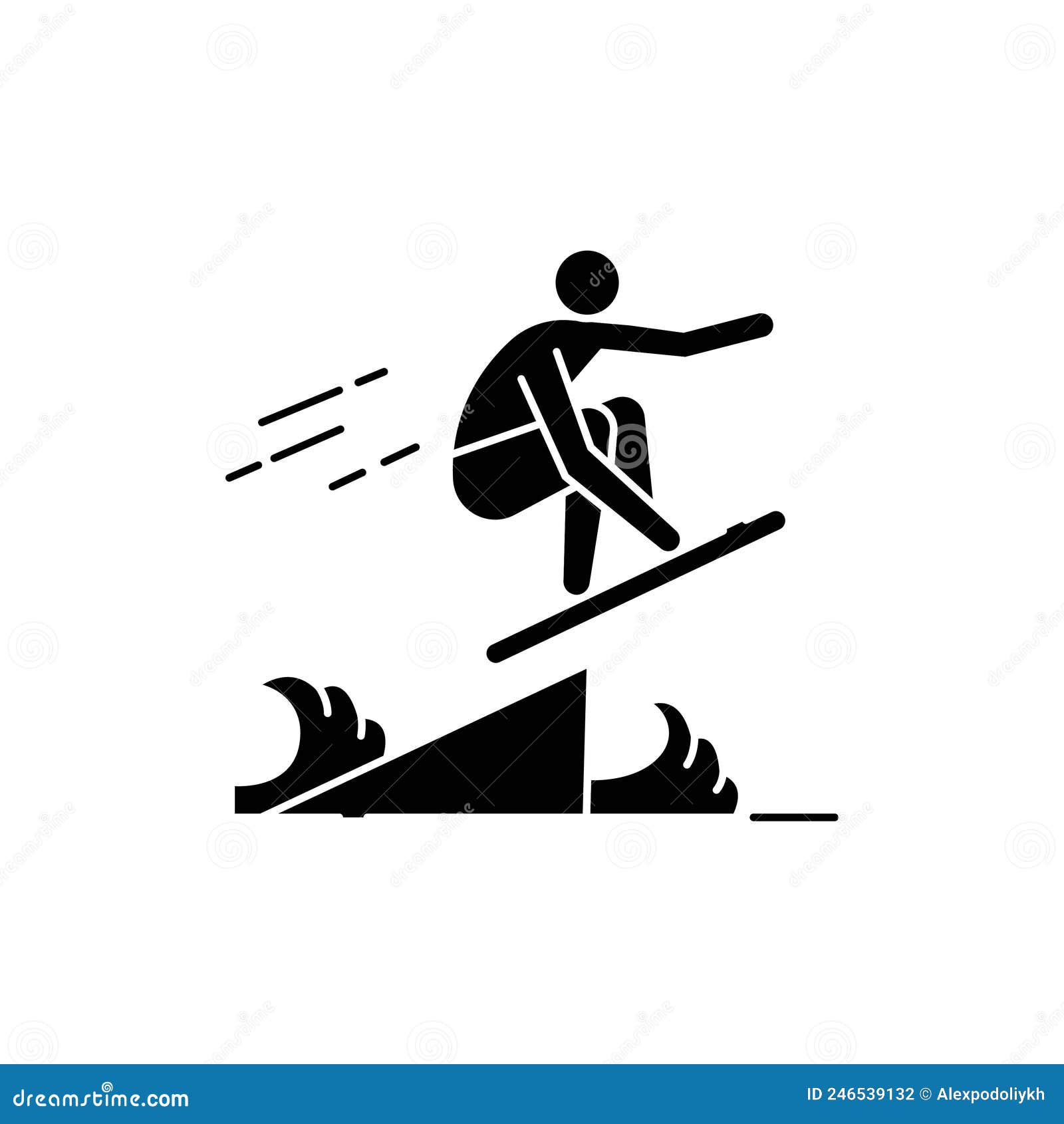 skimboarding line icon.   .