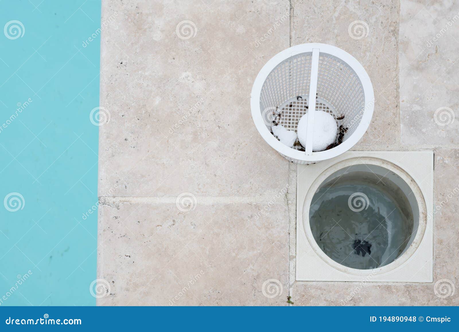 Skimmer Basket Containing Chlorine Tablets Stock Photo Image of