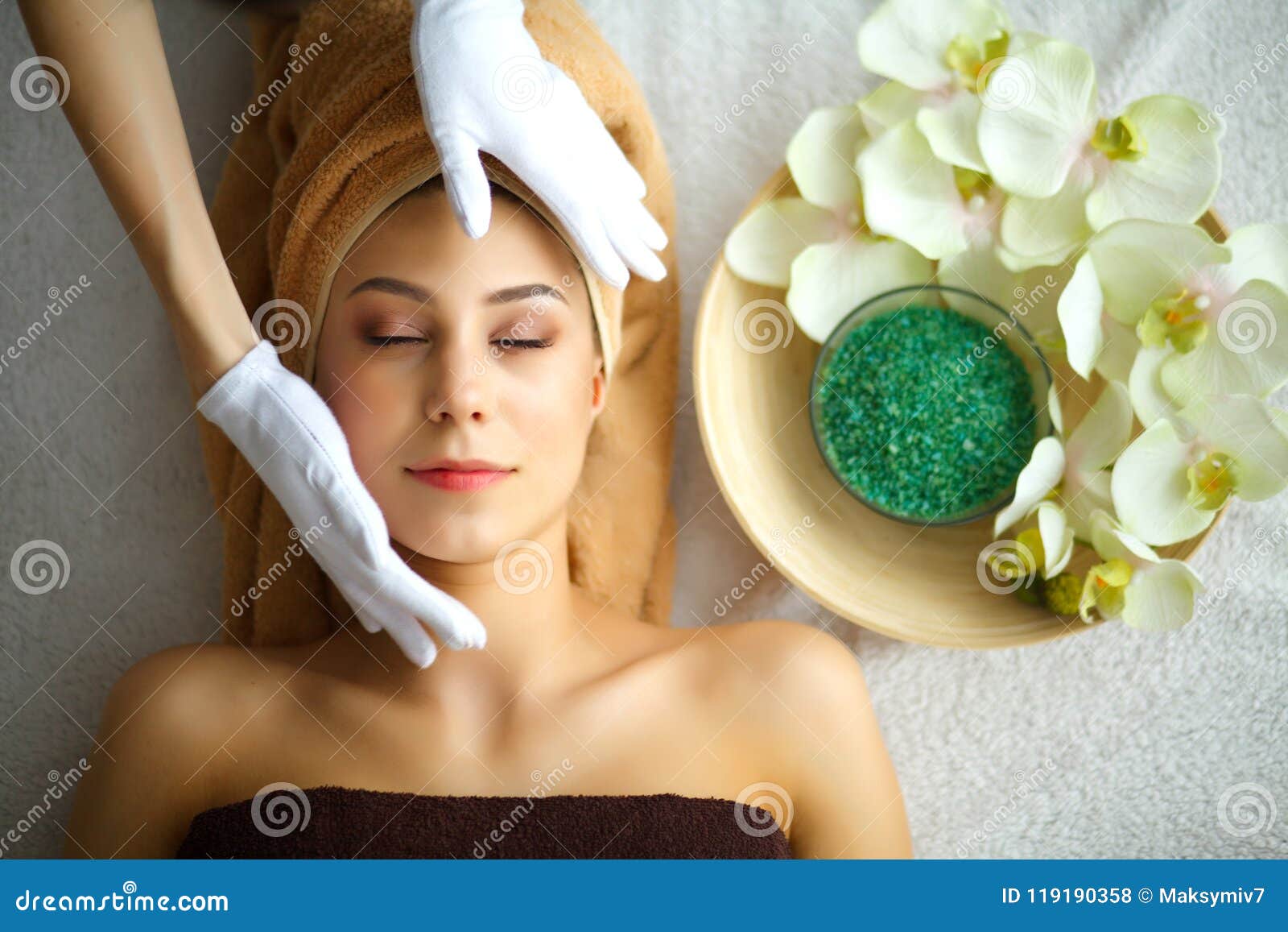 Skin And Body Care Close Up Of A Young Woman Getting Spa Treatment At 