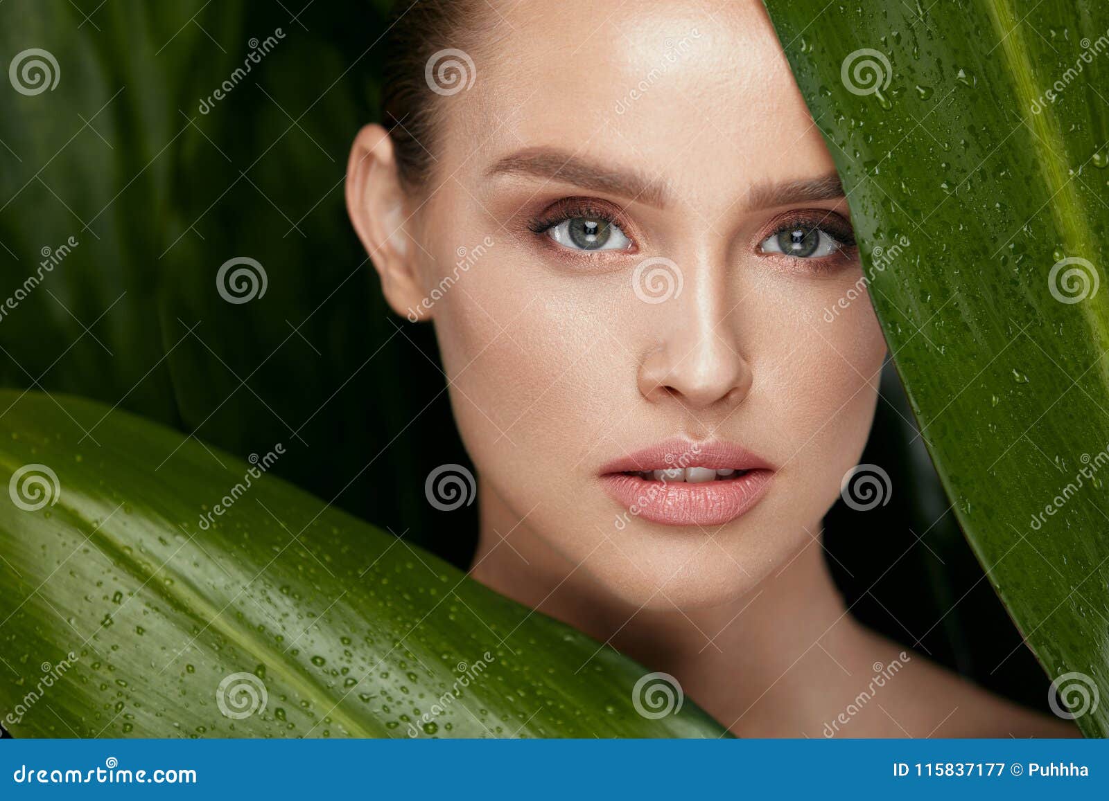 skin care. beautiful woman with natural makeup