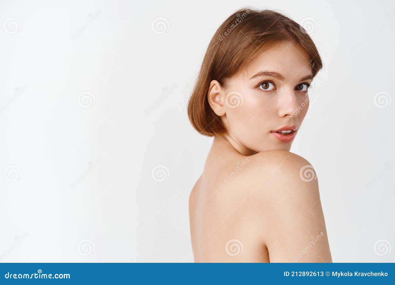 Skin Care Beauty Beautiful Woman Standing With Naked Shoulders