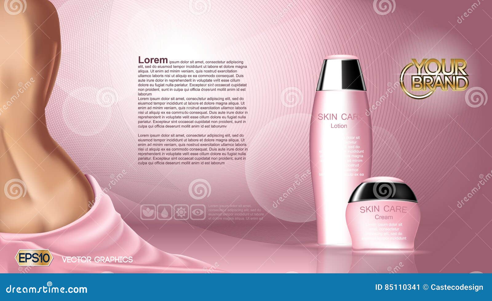 Body Cream Cosmetic Ads Templa   te Vector Illustration 