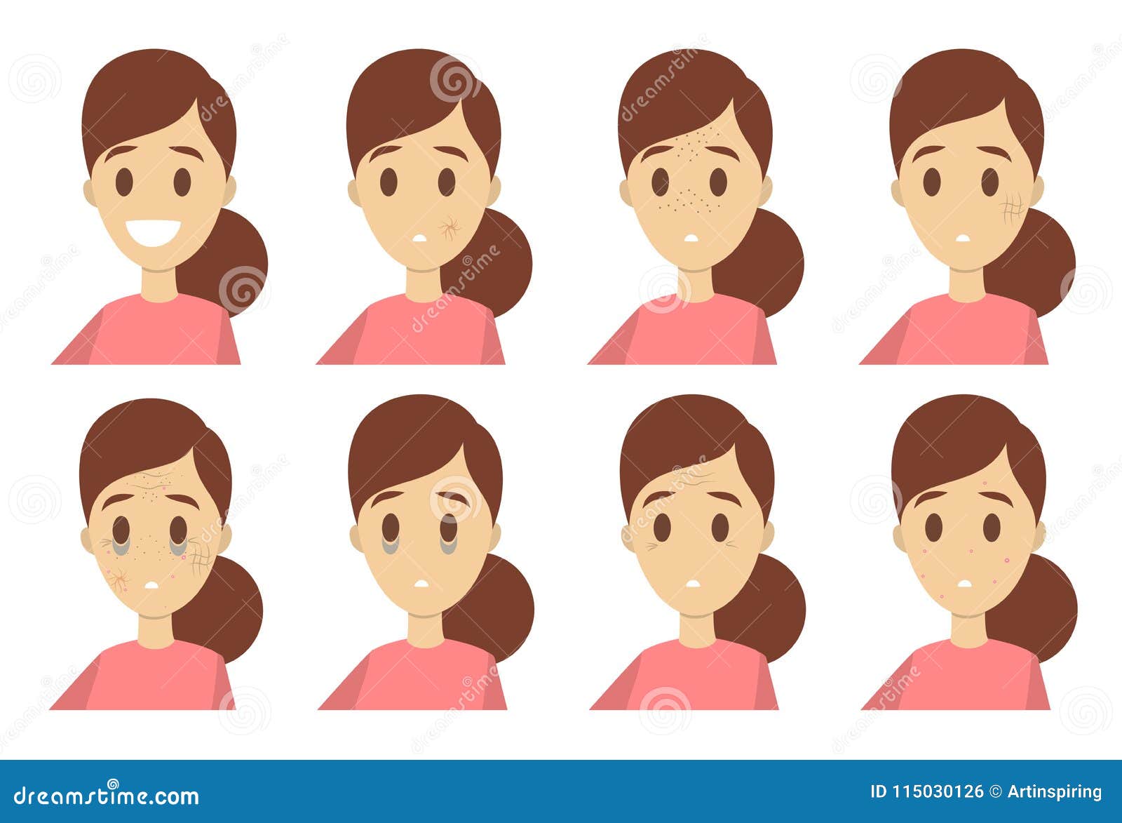 Skin problems set. stock vector. Illustration of cosmetic - 115030126